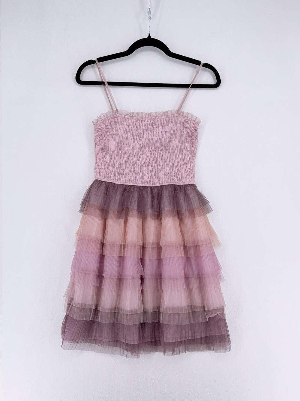 NWOT storia lavender purple ombre tiered tuille dress Size S